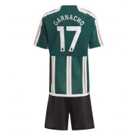 Fotbalové Dres Manchester United Alejandro Garnacho #17 Dětské Venkovní 2023-24 Krátký Rukáv (+ trenýrky)